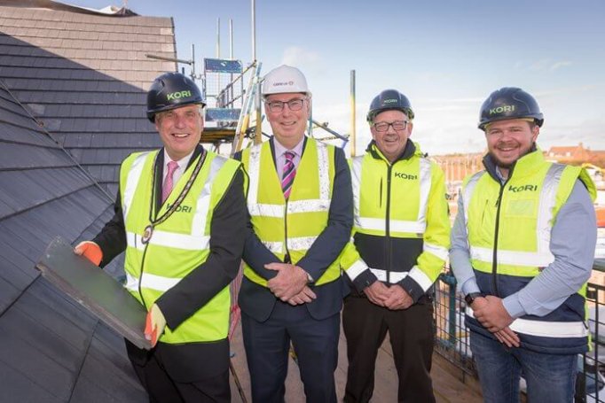 Catering Assistant - Cuttlebrook Hall topping out with Cllr Adrian Dite