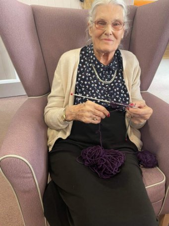 Care Assistant Nights - resident knitting