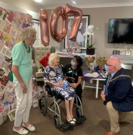 Receptionist Bank - Rush Hill Margery 107th bday