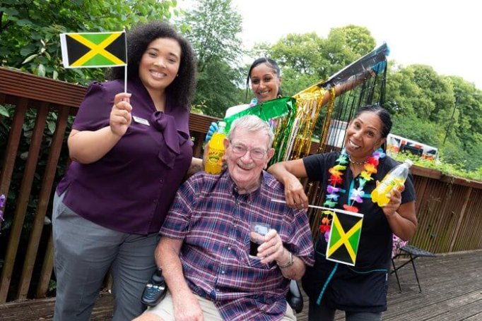 The team and residents at Edgbaston Manor enjoying the festival fun